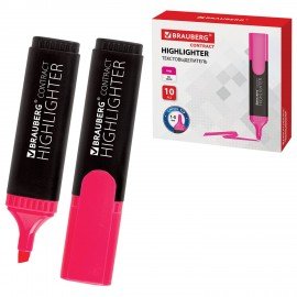 Текстовыделитель BRAUBERG "Contract", РОЗОВЫЙ, линия 1-5 мм, 150392