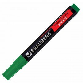 Маркер перманентный BRAUBERG "Contract", ЗЕЛЕНЫЙ, круглый наконечник, 3 мм, 150468
