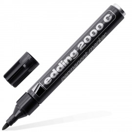 Маркер перманентный (нестираемый) EDDING 2000, ЧЕРНЫЙ, круглый наконечник, 1,5-3 мм, алюминиевый корпус, E-2000C/1, Е-2000/C001