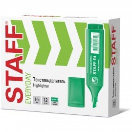 Текстовыделитель STAFF "EVERYDAY HL-728", ЗЕЛЕНЫЙ, линия 1-5 мм, 150727