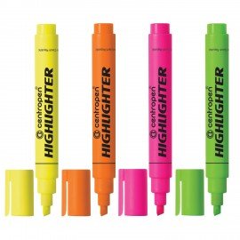Текстовыделители CENTROPEN НАБОР 4 ЦВЕТА, с клипом, линия 1-4,6 мм, 488520403