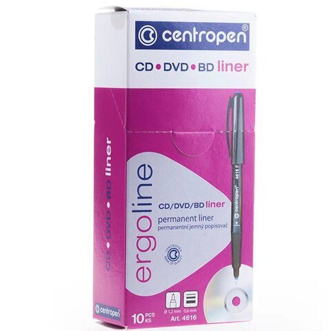 Маркер для CD и DVD КРАСНЫЙ CENTROPEN, трехгранная форма захвата, тонкий, 0,6 мм, 4616, 6 4616 0104