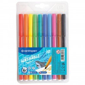 Фломастеры 10 ЦВЕТОВ CENTROPEN "Washable", смываемые, вентилируемый колпачок, 7790/10TP, 777901085