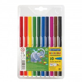 Фломастеры 10 ЦВЕТОВ CENTROPEN "Washable", смываемые, вентилируемый колпачок, 7790/10TP, 777901085