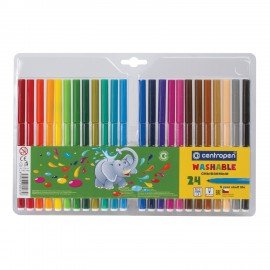 Фломастеры 24 ЦВЕТА CENTROPEN "Washable", смываемые, вентилируемый колпачок, 7790/24TP, 777902485