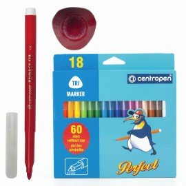 Фломастеры 18 ЦВЕТОВ CENTROPEN "Just Perfect", смываемые, устойчивы к высыханию, 2510/18KK, 725101801