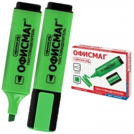 Текстовыделитель ОФИСМАГ, ЗЕЛЕНЫЙ, линия 1-5 мм, 151204