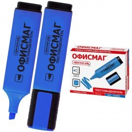Текстовыделитель ОФИСМАГ, ГОЛУБОЙ, линия 1-5 мм, 151208