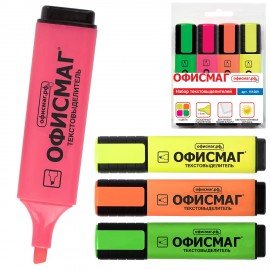 Набор текстовыделителей ОФИСМАГ 4 шт., АССОРТИ, линия 1-5 мм, 151209