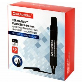 Маркер перманентный BRAUBERG "JUMBO", ЧЕРНЫЙ, ШИРОКАЯ ЛИНИЯ ПИСЬМА, скошенный наконечник, 3-10 мм, 151224