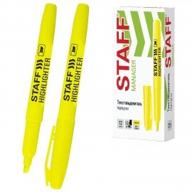 Текстовыделитель STAFF "Manager" HL-238, ЖЕЛТЫЙ, линия 1-3 мм, 151238