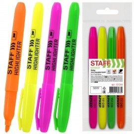 Набор текстовыделителей STAFF "Manager" HL-238, 4 шт., АССОРТИ, линия 1-3 мм, 151244
