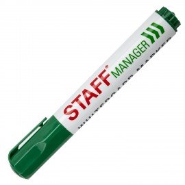 Маркер стираемый для белой доски ЗЕЛЕНЫЙ, STAFF "Manager" WBM-491, 5 мм, с клипом, 151494