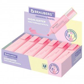 Текстовыделитель BRAUBERG "ORIGINAL PASTEL", ПАСТЕЛЬНЫЙ РОЗОВЫЙ, линия 1-5 мм, 151693