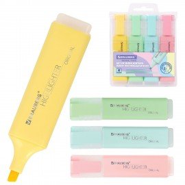 Набор текстовыделителей 4 ЦВЕТА, BRAUBERG "ORIGINAL PASTEL", линия письма 1-5 мм, 151697
