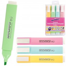 Набор текстовыделителей ЮНЛАНДИЯ 4 шт., АССОРТИ, "COLORSTAR PASTEL", линия 1-4 мм, 151716