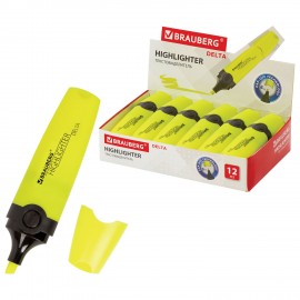 Текстовыделитель BRAUBERG "DELTA", ЖЕЛТЫЙ, линия 1-5 мм, 151719