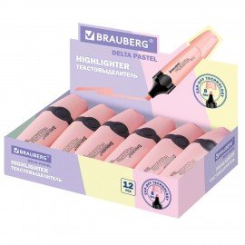 Текстовыделитель BRAUBERG "DELTA PASTEL", ПАСТЕЛЬНЫЙ РОЗОВЫЙ, линия 1-5 мм, 151731