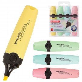 Набор текстовыделителей BRAUBERG 4 шт., АССОРТИ, "DELTA PASTEL", линия 1-5 мм, 151735