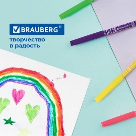 Фломастеры BRAUBERG "PREMIUM", 12 цветов, КОРПУС С ПЕЧАТЬЮ, вентилируемый колпачок, ПВХ-упаковка с европодвесом, 151942