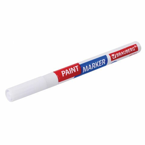 Маркер-краска лаковый EXTRA (paint marker) 2 мм, БЕЛЫЙ, УСИЛЕННАЯ НИТРО-ОСНОВА, BRAUBERG, 151967