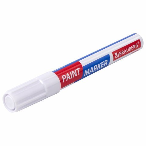 Маркер-краска лаковый EXTRA (paint marker) 4 мм, БЕЛЫЙ, УСИЛЕННАЯ НИТРО-ОСНОВА, BRAUBERG, 151978