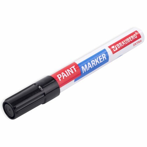Маркер-краска лаковый EXTRA (paint marker) 4 мм, ЧЕРНЫЕ, НАБОР 3 шт., УСИЛЕННАЯ НИТРО-ОСНОВА, BRAUBERG, 151999