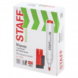 Маркер стираемый для белой доски на магните со стирателем, КРАСНЫЙ, STAFF "Manager" WBM-002, 3 мм, 152003