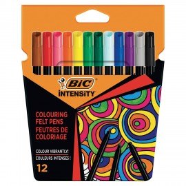 Фломастеры BIC "Intensity", 12 ЦВЕТОВ, вентилируемый колпачок, европодвес, 978004