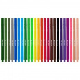 Фломастеры трехгранные 24 цвета, вентилируемый колпачок, BRAUBERG "PREMIUM", ПВХ-упаковка, 152194