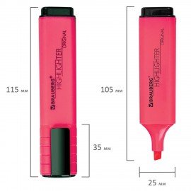 Текстовыделитель BRAUBERG "ORIGINAL NEON", РОЗОВЫЙ, линия письма 1-5 мм, 152213