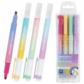 Набор текстовыделителей двусторонних 4 ШТУКИ / 8 ЦВЕТОВ, BRAUBERG "GRADE", линия письма 1-4 мм, 152509