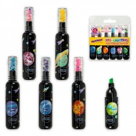 Набор текстовыделителей 6 НЕОНОВЫХ ЦВЕТОВ, ЮНЛАНДИЯ "КОСМОС", линия 1-5 мм, 152512