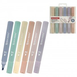 Набор текстовыделителей 6 ЦВЕТОВ МОРАНДИ, BRAUBERG "Morandi", линия 1-5 мм, 152516