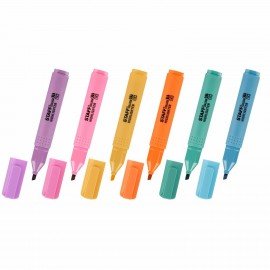 Набор текстовыделителей 6 ПАСТЕЛЬНЫХ ЦВЕТОВ, АССОРТИ, STAFF College "STICK PASTEL", линия письма 1-4 мм, скошенный наконечник, 152532