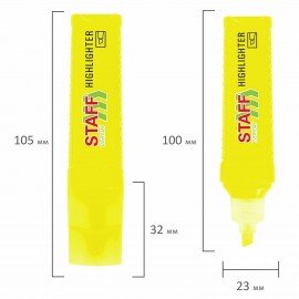 Текстовыделитель STAFF "EVERYDAY HL-707", ЖЕЛТЫЙ, линия 1-5 мм, скошенный наконечник, 152542