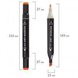Маркеры для скетчинга двусторонние, НАБОР 24 шт, базовые цвета, в чехле, WBZ, 152571