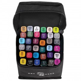 Маркеры для скетчинга двусторонние, НАБОР 36 шт, текстильный чехол, WBZ, 152572