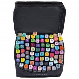 Маркеры для скетчинга двусторонние, НАБОР 80 шт, текстильный чехол, WBZ, 152575