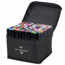 Маркеры для скетчинга двусторонние, НАБОР 120 шт, текстильный чехол, WBZ, 152576