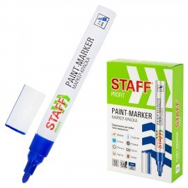 Маркер-краска лаковый (paint marker) 2-4 мм СИНИЙ, НИТРО-ОСНОВА, STAFF PROFIT, для любых поверхностей, 152581