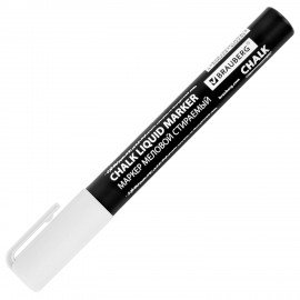 Маркер меловой CHALK LIQUID MARKER, БЕЛЫЙ, 3 мм, стираемый, BRAUBERG "CHALK", 152585