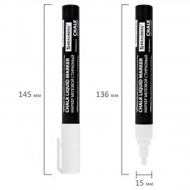 Маркер меловой CHALK LIQUID MARKER, БЕЛЫЙ, 3 мм, стираемый, BRAUBERG "CHALK", 152585