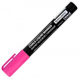 Маркер меловой CHALK LIQUID MARKER, РОЗОВЫЙ, 3 мм, стираемый, BRAUBERG "CHALK", 152586