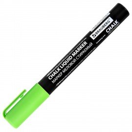 Маркер меловой CHALK LIQUID MARKER, ЗЕЛЕНЫЙ, 3 мм, стираемый, BRAUBERG "CHALK", 152587