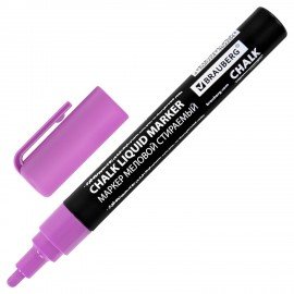 Маркер меловой CHALK LIQUID MARKER, ФИОЛЕТОВЫЙ, 3 мм, стираемый, BRAUBERG "CHALK", 152588
