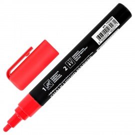 Маркер меловой CHALK LIQUID MARKER, КРАСНЫЙ, 3 мм, стираемый, BRAUBERG "CHALK", 152589