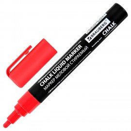 Маркер меловой CHALK LIQUID MARKER, КРАСНЫЙ, 3 мм, стираемый, BRAUBERG "CHALK", 152589