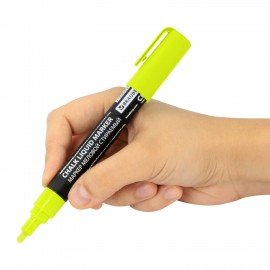 Маркер меловой CHALK LIQUID MARKER, ЖЕЛТЫЙ, 3 мм, стираемый, BRAUBERG "CHALK", 152590