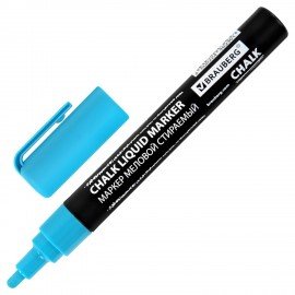 Маркер меловой CHALK LIQUID MARKER, СИНИЙ, 3 мм, стираемый, BRAUBERG "CHALK", 152592